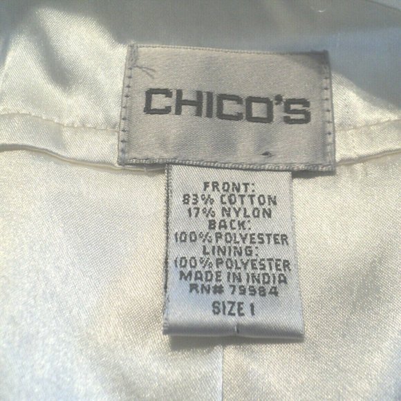 Chico's Vest Size 1, S-M Off White Satin Shimmer w/ Antique Gold Beads, Sequins - Picture 6 of 7